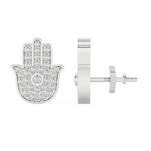 Boucles d'oreilles en moissanite taille ronde cultivées en laboratoire avec diamant créé 14 carats 18 carats or massif boucle d'oreille de mariage éternité pour femme homme - Product Image 4