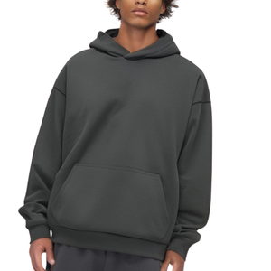 Charcoal Oversized Hoodie Unisex Heavy Fleece Pullover <b>Plain</b> <b>Sweatshirt</b> Streetwear Casual Loose Fit Winter Warm Hooded Top Sale - Product Image 3