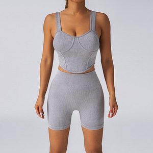 Gran oferta, conjunto de Yoga para mujer, 2 piezas de Spandex/poliéster a prueba de golpes, alta intensidad, Pilates, correr, Fitness al aire libre, Sujetador deportivo - Product Image 5