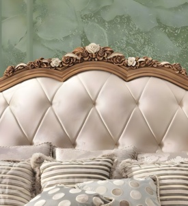 Juego de dormitorio King de madera de teca maciza europea de lujo, cama cómoda tallada a mano clásica, 2 mesitas de noche, banco, hogar tradicional - Product Image 4