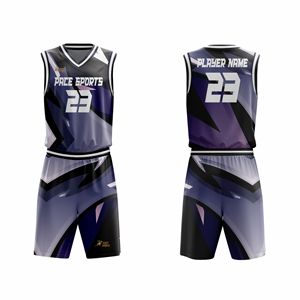 Nouveaux ensembles d'uniformes de basket-ball au style unique, grande taille, respirants, 100% polyester, imprimés dans des couleurs attrayantes - Product Image 3