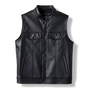 Gilets pour hommes Gilet en cuir de créateur Gilet de motard en cuir pour hommes avec épaule Gilet en cuir Veste sans manches Manteau - Product Image 1