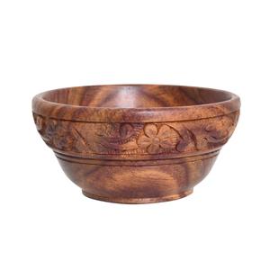 Cuenco de madera de mango redondo pulido de alta calidad Característica desechable de esmalte hecho a mano grande para ensalada Disponible en venta al por mayor - Product Image 2