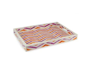 Eco Friendly Bone Inlay Polished Finish Restaurant Use Serving Tray with Solid Design and Storage Crescent Crafts - Product Image 3