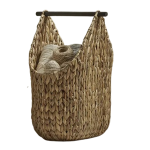 Tienphong gros jacinthe d'eau tissée à la main avec poignées en bois pour vêtements jouets polyvalents - Product Image 1