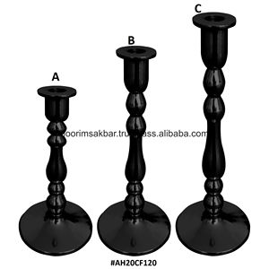 Bougeoir en aluminium noir de luxe fait à la main parfait pour la décoration de table et de mariage bougeoir décoratif en vrac pour la maison - Product Image 2