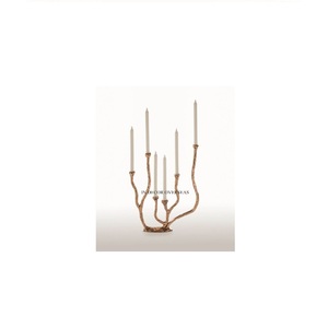 Lujosa calidad Metal alto grado chapado en oro único elegante diseñador boda decoración mesa centro de mesa portavelas suministro - Product Image 1