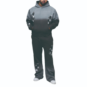 Ensemble de survêtement pour homme de haute qualité, imprimé surdimensionné, poche à capuche, jambe droite, ample, appliqué, lavage croisé, décontracté - Product Image 3