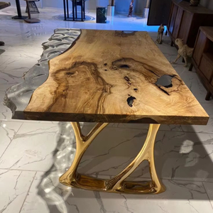 PLESE HANDCRAFT TABLE RONDE EN RÉSINE EPOXY POUR SALLE À MANGER Meubles Table de rivière en bois et résine pour la maison et le bureau - Product Image 1