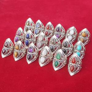 Sólido 925 Ajuste de bisel de plata esterlina Multi-Color Forma de pera Baho Diseñador hecho a mano para bodas Fiestas Fabricado Lote a granel - Product Image 4