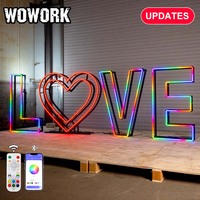 WOWORK Vente en gros de lettres lumineuses géantes en métal de 3 et 4 pieds, ampoules RGB pour l'extérieur, chiffres d'anniversaire, lettres lumineuses pour événements et fêtes, 2026