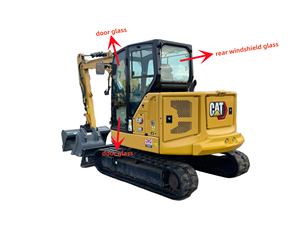 キャタピラーCat 304 305 306 308CR用掘削機キャビン強化ガラス フロントガラス窓 ドアガラスフレーム - Product Image 2