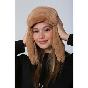 หมวกขนสัตว์สีน้ำตาลอ่อนแบบ Trapper พร้อมที่ปิดหูแบบมีหัวเข็มขัด รุ่น Cold Weather Beanie1127 - สีคาเมล - Product Image 5