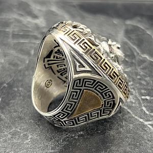 Anello da Uomo Artigianale Premium in Argento Sterling 925 con Testa di Leone, Montatura a Castone, Occhi in Zircone Rosso, Stile Hip Hop, per Fidanzamento e Anniversario - Product Image 5