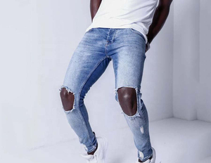 กางเกงยีนส์ทรงตรงเข้ารูปสำหรับผู้ชายกางเกงยีนส์เอวกลางเอวสูงแบบลำลองระบายอากาศได้ดีมาใหม่สำหรับฤดูร้อน - Product Image 2