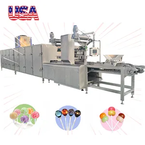 Full Automatic fruit flavor Hard Sweet Lollipop Candy Make Machine Bonbon Fabrication Production Line