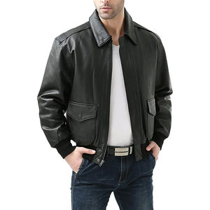 Design Your Own Men's Winter High Quality Genuine Leather Jackets Sheep <b>Fur</b> <b>Trim</b> Long Sleeve Breathable Customizable Cotton High - Product Image 5