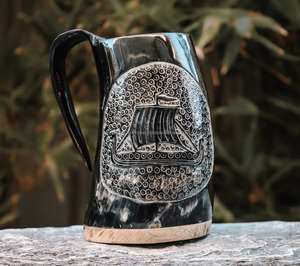 Jarra nórdica cerveza Stein genuino cuerno de buey personalizado beber cuerno taza vaso de acero inoxidable cumpleaños padrino regalo para - Product Image 2