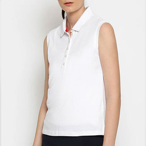 Venta al por mayor sin mangas para Polo Camiseta para mujer Patrón sólido de moda Camiseta de punto Venta en línea Precio razonable - Product Image 2