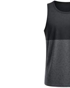 Camiseta sin mangas personalizada para hombre, dos tonos, negro y gris oscuro, cuello redondo, chaleco deportivo, ropa deportiva transpirable, fabricante personalizado - Product Image 2