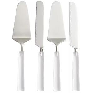 Servidor de pastel de acero inoxidable con mango de plumas doradas, elegante utensilio para postres, herramienta de servir con estilo. - Product Image 3