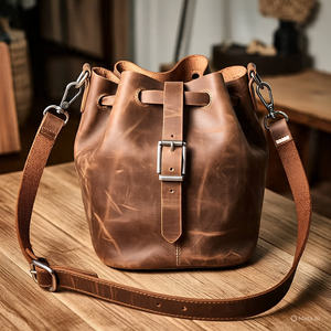 Bolso de cubo de cuero de vaca de lujo para mujer, correa de hombro ajustable, cremallera geométrica, cadenas de grano superior para mujer - Product Image 3