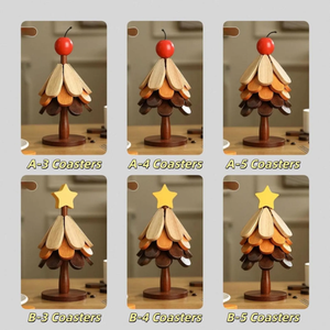 Juego de Salvamanteles Navideños de Madera Hechos a Mano con Diseño de Plantas, Decoración para el Hogar Reutilizable y Ecológica - CARYLN - Product Image 1