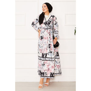 Ensemble décontracté 2 pièces en modal et mousseline pour femme avec jupe à nouer sur le côté, noir, pour le printemps/été - Product Image 5