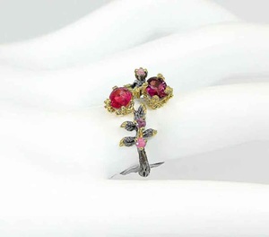 Anillo de rubí genuino para mujer, diseño de hojas de Rama, regalo de piedra natal de Julio para esposa, mamá, abuela, damas de honor, Plata de Ley 925 - Product Image 3