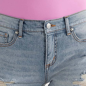 Women Straight <b>Ripped</b> <b>Denim</b> <b>Shorts</b> Mid <b>Waist</b> Summer Casual Streetwear Elastic Jean <b>Shorts</b> Pockets Hole Distressed - Product Image 5