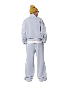 ชุดวอร์มผ้าฟลีซสีเทาเข้มแบบ OEM พร้อมแจ็คเก็ตซิปคอตั้งและกางเกงขายาวทรงกว้าง น้ำหนัก 420-480 กรัม สตรีทแวร์ระดับพรีเมียม - Product Image 2