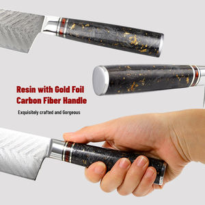 Venta al por mayor pedidos a granel personalizados OEM ODM servicio ultra afilado profesional Damasco acero cocina Chef cuchillo con mango de resina - Product Image 4