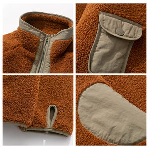 Wholesale Custom Solid Color Zipper Wholesale Embroidery <b>Sherpa</b> Winter Coat Polar Fleece <b>Jacket</b> Street <b>Jackets</b> <b>for</b> <b>Men</b> - Product Image 3