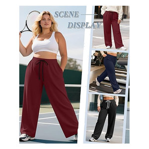 Pantalones de Yoga para Mujer Talla Grande, Pantalones Deportivos con Cordón, Bolsillos, Ajuste Holgado, Pantalones de Chándal para Ejercicio, Parte Inferior Abierta, Casuales - Product Image 4