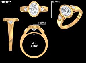 Bague de fiançailles et de mariage de luxe en or jaune massif 14 carats avec trois diamants ovales de 2,20 carats cultivés en laboratoire, sertis clos, certifiée IGI - Product Image 6