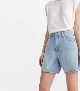 <b>Women's</b> Plus Size 100% Cotton Denim <b>Jean</b> Shorts Custom Streetwear Half Pants Breathable Workwear with Loose Fit Light Blue Color - Product Image 3