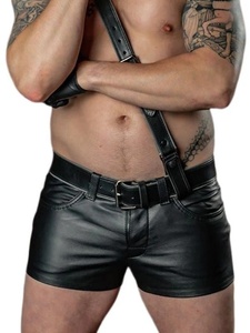 Shorts en cuir respirants grande taille pour hommes, style streetwear, qualité supérieure, vente en gros - Product Image 3