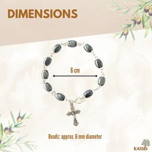 Bracelet en hématite fait main avec perles ovales, bracelet unisexe en pierres précieuses, bijoux spirituels, vente en gros de Bethléem - Product Image 3