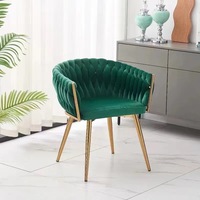 Chaises en velours vert chaises de restaurant de luxe modernes nordiques fauteuils rembourrés chaises en velours