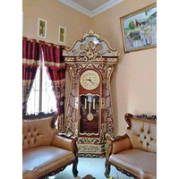 Horloge de grand-père de luxe en chêne massif, à mouvement mécanique, affichage analogique, style rectangulaire moderne du milieu du siècle, style antique, écologique