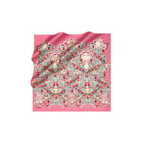 Vintage Designer Floral <b>Silk</b> Scarf-Luxury Polyester Square Scarf for Spring Summer & Autumn - Product Image 1