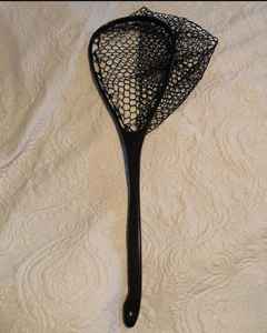 Épuisette de pêche à la mouche d'extérieur avec cadre en bois et filet en caoutchouc, outil de capture de truites à lancer à la main - Product Image 4