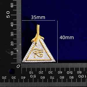 Collier à pendentif pyramide en forme d'oeil micro pavé pour hommes Style Hip Hop Bijoux en argent 925 avec diamant Moissanite glacé pour fiançailles - Product Image 4