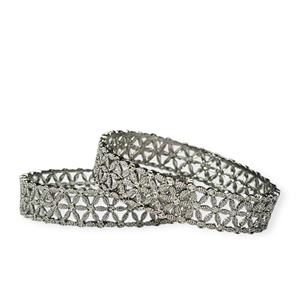 <b>Silver</b> <b>Plated</b> Net Pattern Trendy Bangles Elegant Bridal Wedding & Festive Wear Premium Imitation <b>Jewellery</b> at Wholesale Price - Product Image 1