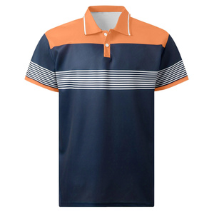 Camiseta Polo informal a rayas para hombre diseñada con tela transpirable para verano y primavera - Product Image 1