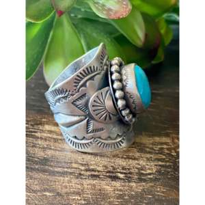 Boyd J Ashley Kingman Turquoise & Sterling <b>Silver</b> <b>Statement</b> <b>Ring</b> Bezel Setting Size 14.75 for Everyday Wear - Product Image 3