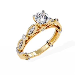 Bague ronde en diamant brillant de laboratoire 14K or jaune ensemble de bijoux de mariée de luxe IGI DE VVSVS clarté - Product Image 6