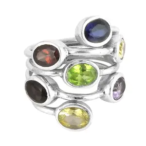 Women engagement multi gemstone beautiful 925 sterling silver ring for girls handmade wholesale indian jewellery supplier