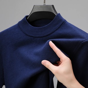 Suéter de punto de medio cuello alto nuevo Otoño/Invierno sudaderas de cuello simulado jerséis de Color sólido hombre marca Casual hombres ropa - Product Image 6