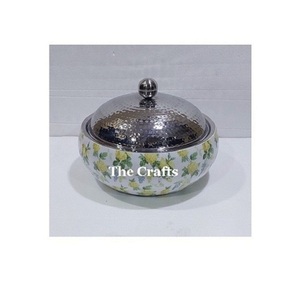 Wooden And Meena Work Food Serving Casserole Dish With Steel <b>Lid</b> Greatest Quality Kitchenware Hot <b>Pot</b> In India - Product Image 1